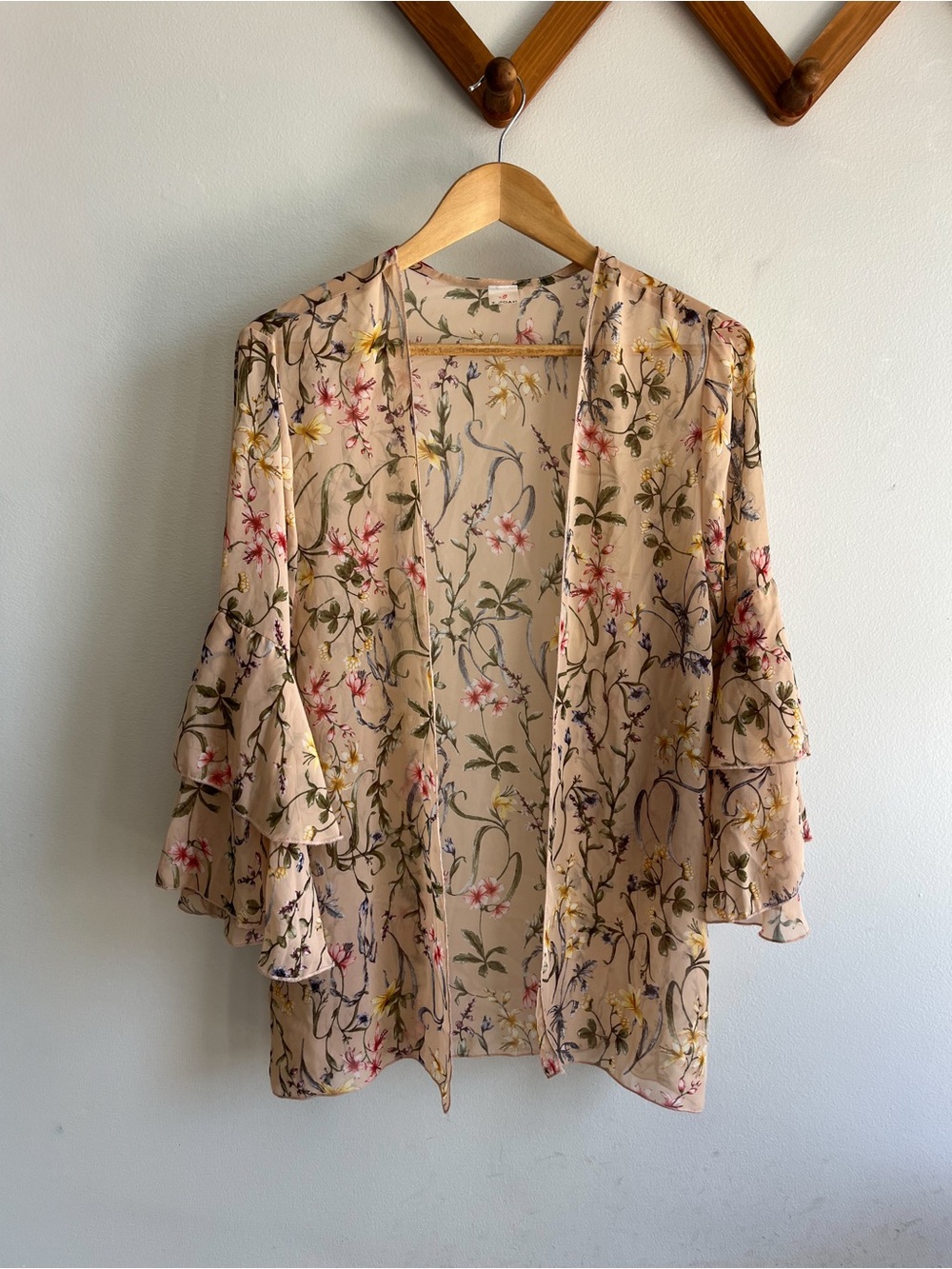 I JOAH Floral Sheer Layered Ruffle Cover - Blush Multicolor
